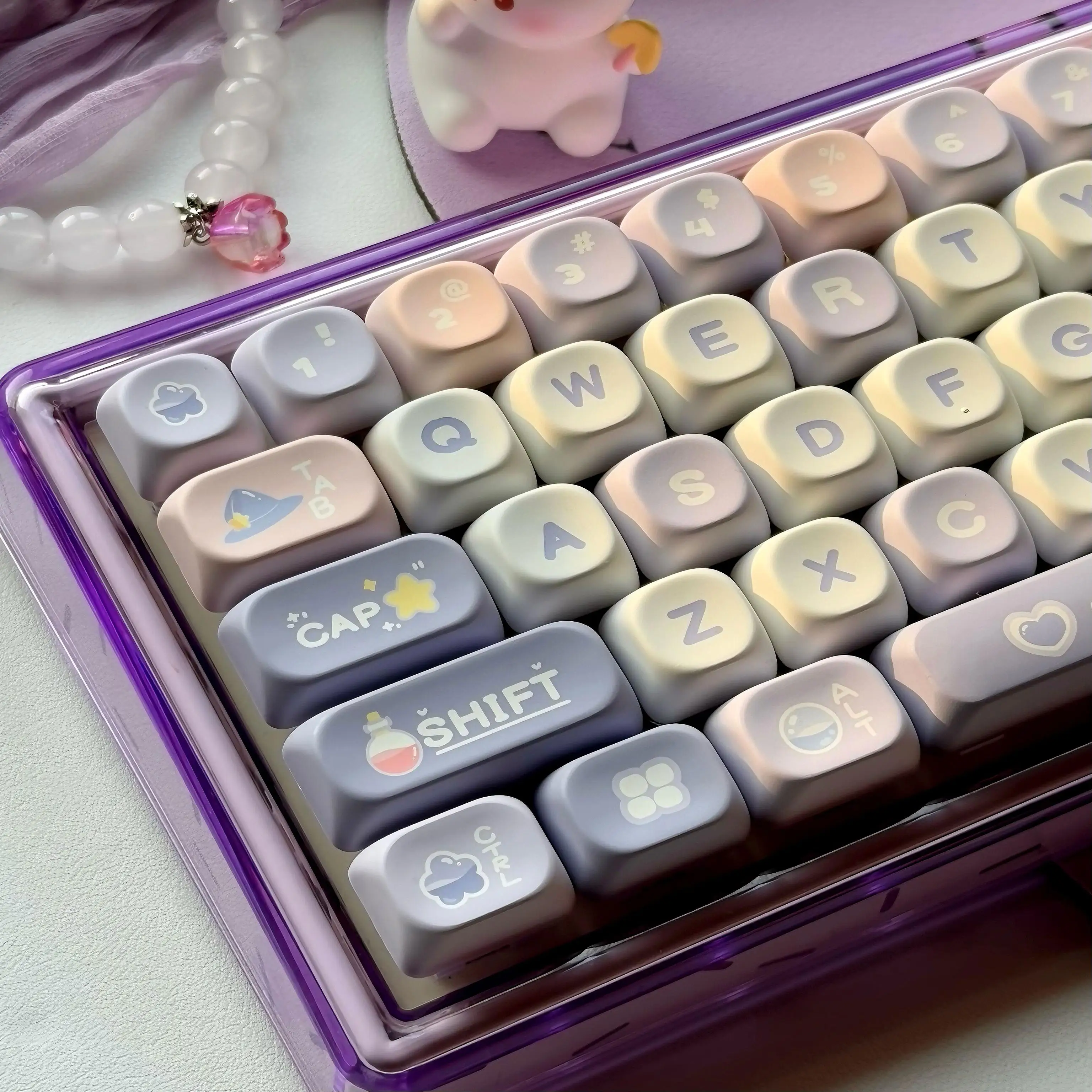 Teclas con tema de conejo mágico, 120 teclas, Moa, perfil PBT CherryMOA, teclas originales personalizadas para accesorio de teclado mecánico