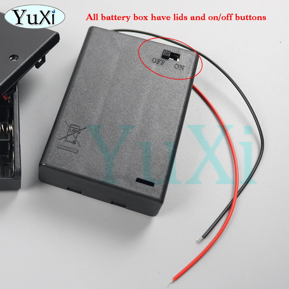 Caja de batería AA con 2/3/4/5/6 ranuras, soporte de batería AA de 1,5 V, 14500 cables AA DIY con 1 2 3 4 ranuras, conectar cables negros y rojos, 1 ud. - imagen 5