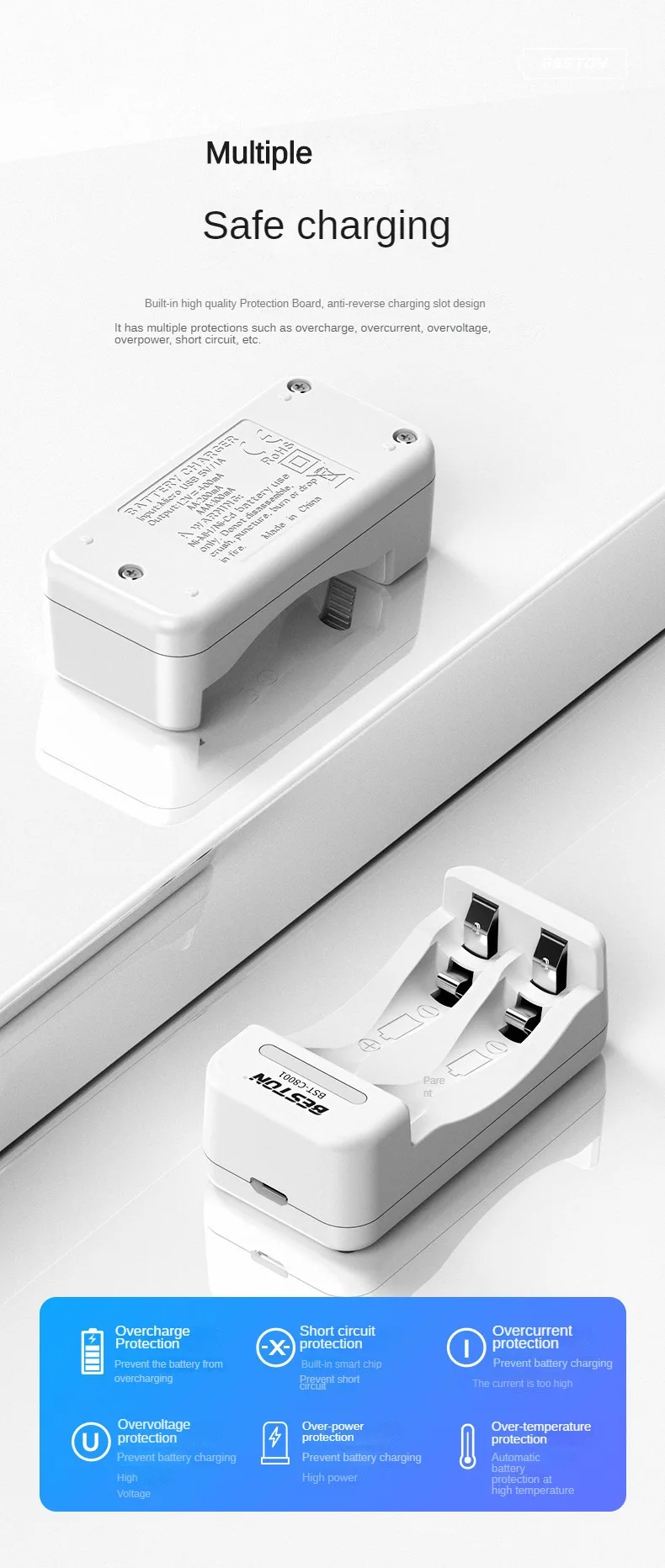 Cargador de batería portátil NI-MH, 2 ranuras, 1,2 V, AA, AAA, 2A, USB, luz indicadora - imagen 5