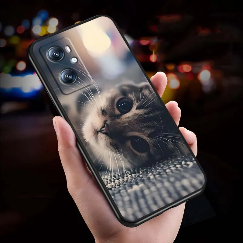 Arte de gato luminoso Popular para OPPO Reno 7 A96 A40 A58 5 6 Realme GT A74 A78 Neo2 A74 A78 Find X5 X3 X7 X8 funda de teléfono negra - imagen 4