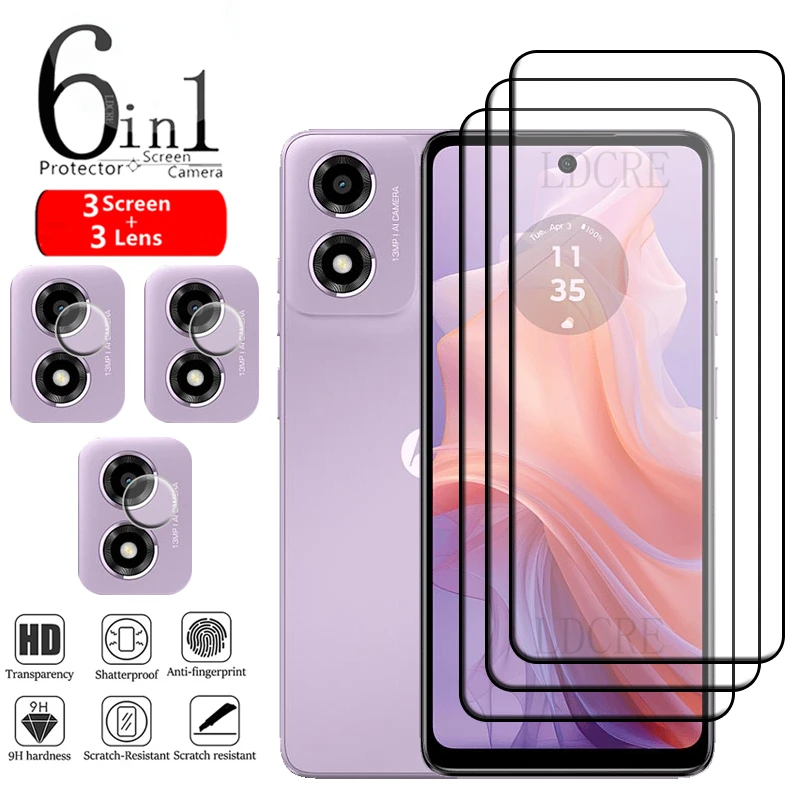 Vidrio 6 en 1 para Motorola Moto E14 para Moto E14 E 14, película de vidrio templado, Protector de pantalla completo 9H para lente de Moto E14