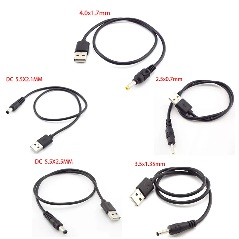 Conector de cable de extensión tipo A macho, fuente de alimentación de 1m, USB tipo A DC 5,5x2,5mm, 3,5mm, 4,0mm x 1,7, 5,5x2,1mm, a7 - imagen 3