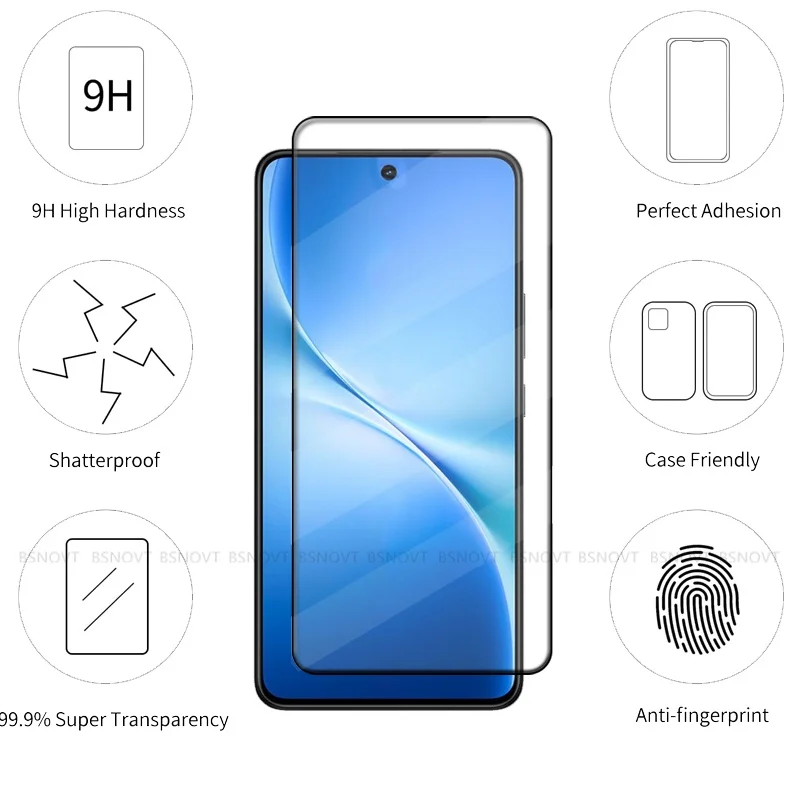 1/2/3/4 Uds para Vivo V60 Lite vidrio Vivo V60 Lite vidrio templado protector de cubierta completa pegamento 9H HD Protector de pantalla Vivo V60 Lite - imagen 2