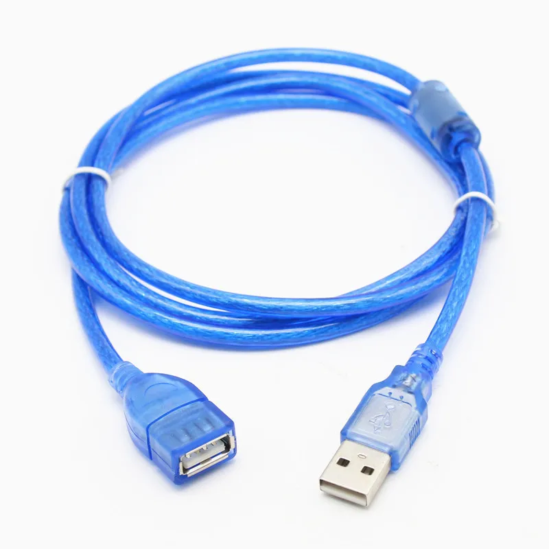 Todo el cable USB de cobre 50 cm Cable de datos de extensión USB azul transparente USB2.0 macho a hembra - imagen 2