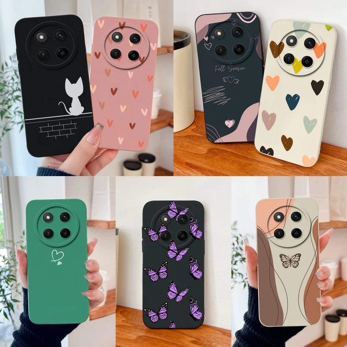 Para Honor Magic 7 Lite funda corazón mariposa silicona líquida protección de cámara funda trasera suave para Magic7 Lite Fundas anticaída