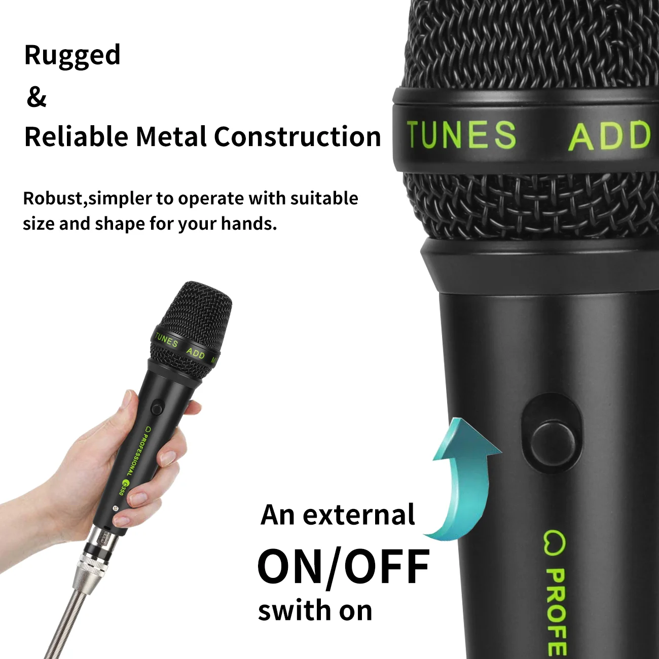 Depusheng C350 micrófono dinámico profesional con cable, micrófono de Karaoke de mano con interruptor de encendido/apagado para KTV Party Live Vocal Speech - imagen 3