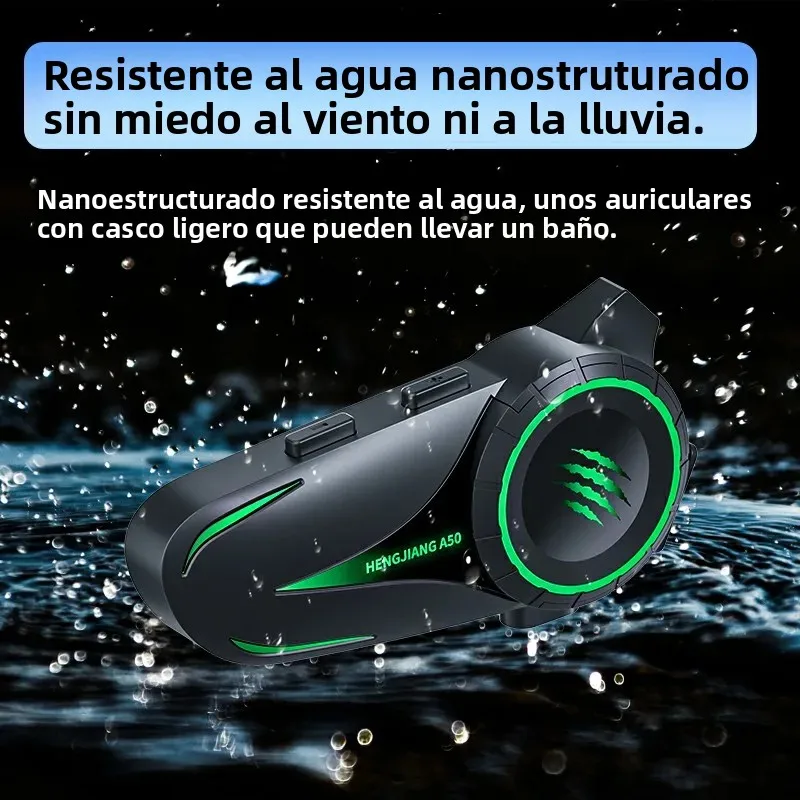 A50 Bluetooth V5.3 casco auriculares inalámbricos manos libres llamada teléfono Kit motocicleta impermeable auricular MP3 reproductor de música altavoz - imagen 4