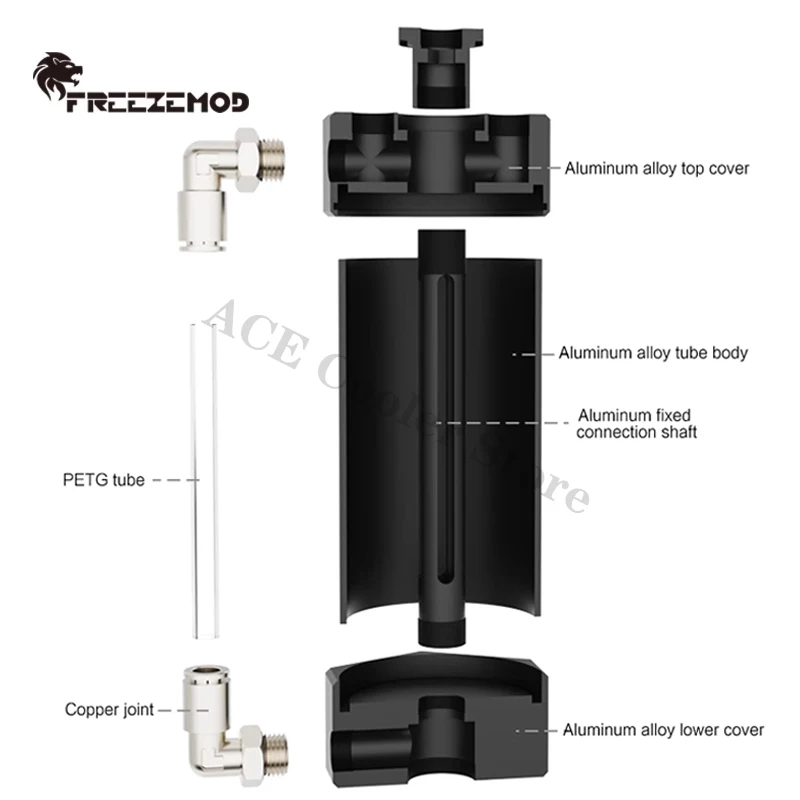 FREEZEMOD-Depósito de aluminio, refrigeración por agua, observación externa giratoria de 360 °, negro/plateado puro, 150-250mm - imagen 3