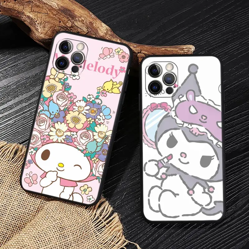 Funda de My Melody Girl para iphone 14, 11, 12, 13 Pro Max, Mini, XS, X, XR, 7, 8, 14 Plus, 6S, SE 2020, carcasa trasera suave con dibujos animados Kuromi - imagen 2