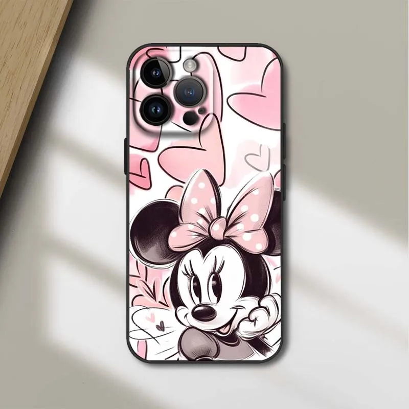 Dreamy Minnie para Apple iPhone 16E 16 15 14 13 12 11 XS X Mini Plus Pro Max funda de teléfono negra - imagen 3