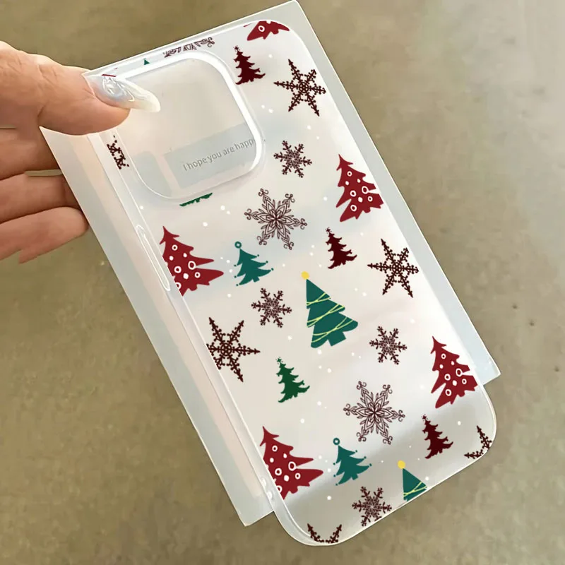 Funda de teléfono con patrón de dibujos animados de Feliz Navidad para iPhone 17 16 15 14 13 12 11 Pro Max Air X XS XR SE 7 8 Plus 16E cubierta transparente - imagen 2