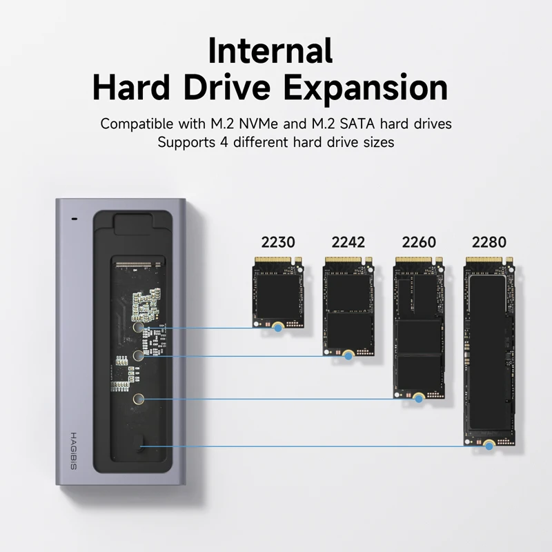Caja Hagibis M.2 SSD con cubierta magnética de concentrador USB C, funda para disco duro externo Compatible con Thunderbolt 4/3 para MacBook PC - imagen 4