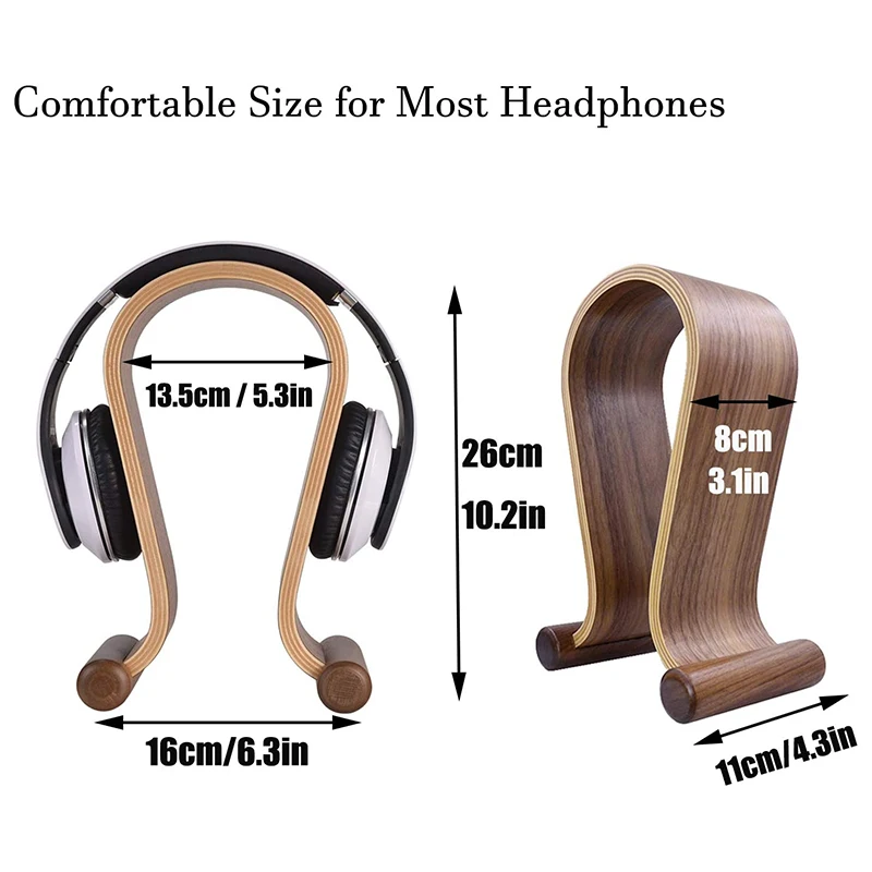 Soporte de madera para auriculares, soporte Universal para colgar auriculares para juegos y auriculares de estudio de DJ, estante para auriculares de escritorio - imagen 2