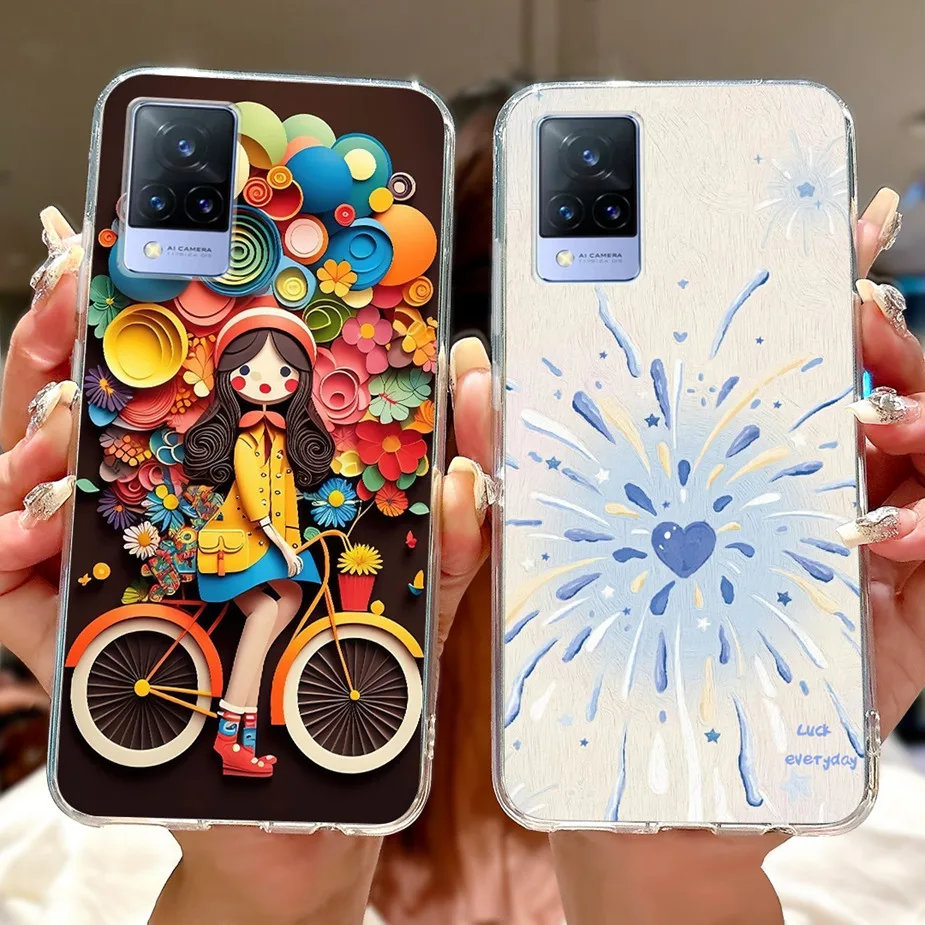 Para Vivo V21 4G funda V2066 V2108 nueva moda cubierta pintada funda de teléfono de silicona suave para Vivo V21e 4G V2061 V 21 e VivoV21 Fundas - imagen 5