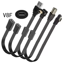 0,2M 0,1M 26 # AWG cabeza hembra plana tipo C de 90 grados a Micro-B micro tipo C cabeza macho adaptador de cable convertidor de cargador de datos USB