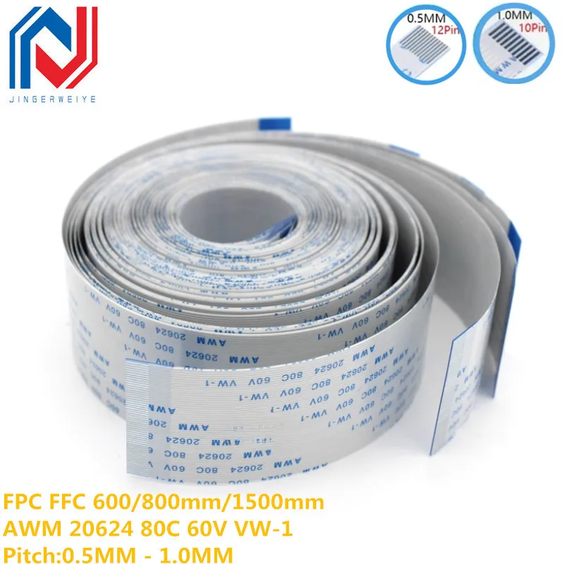 FPC FFC 600/800mm/1500mm AWM 20624 80C 60V VW-1 Cable plano Flexible tipo A/B Cable de cinta 4P/6/8/10/12/14/16/20/26/30/40/50/60Pin