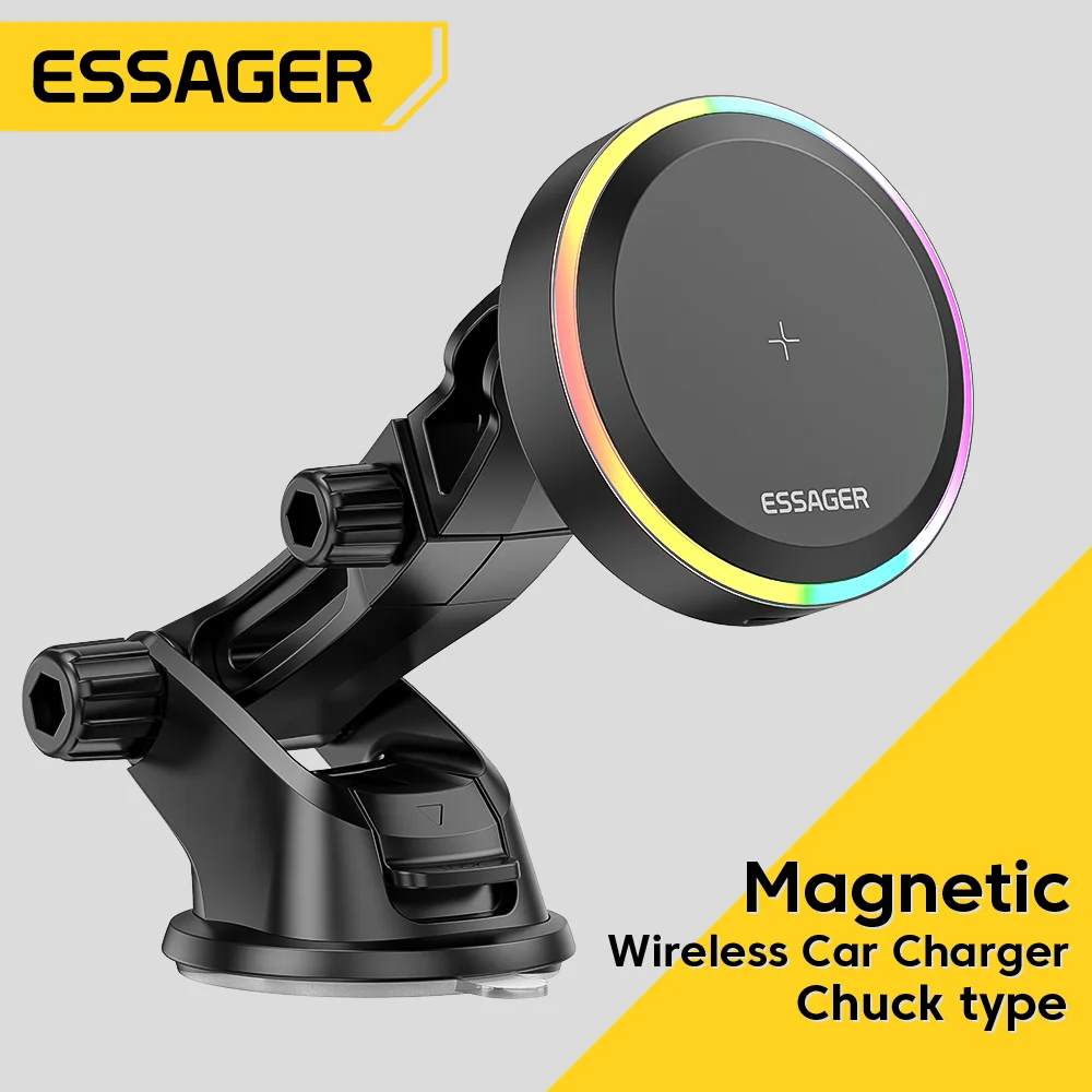 Essager Soporte Teléfono Magnético RGB Coche Cargador Inalámbrico Qi 15W iPhone 13 12 Pro Max Samsung Universal - Vista principal del producto