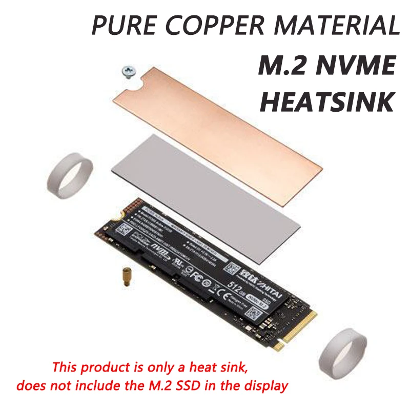 Disipador de calor M.2 SSD NVME NGFF M.2 2280 disco duro de estado sólido disipador de calor de cobre puro B80 radiador enfriador fino para ordenador portátil