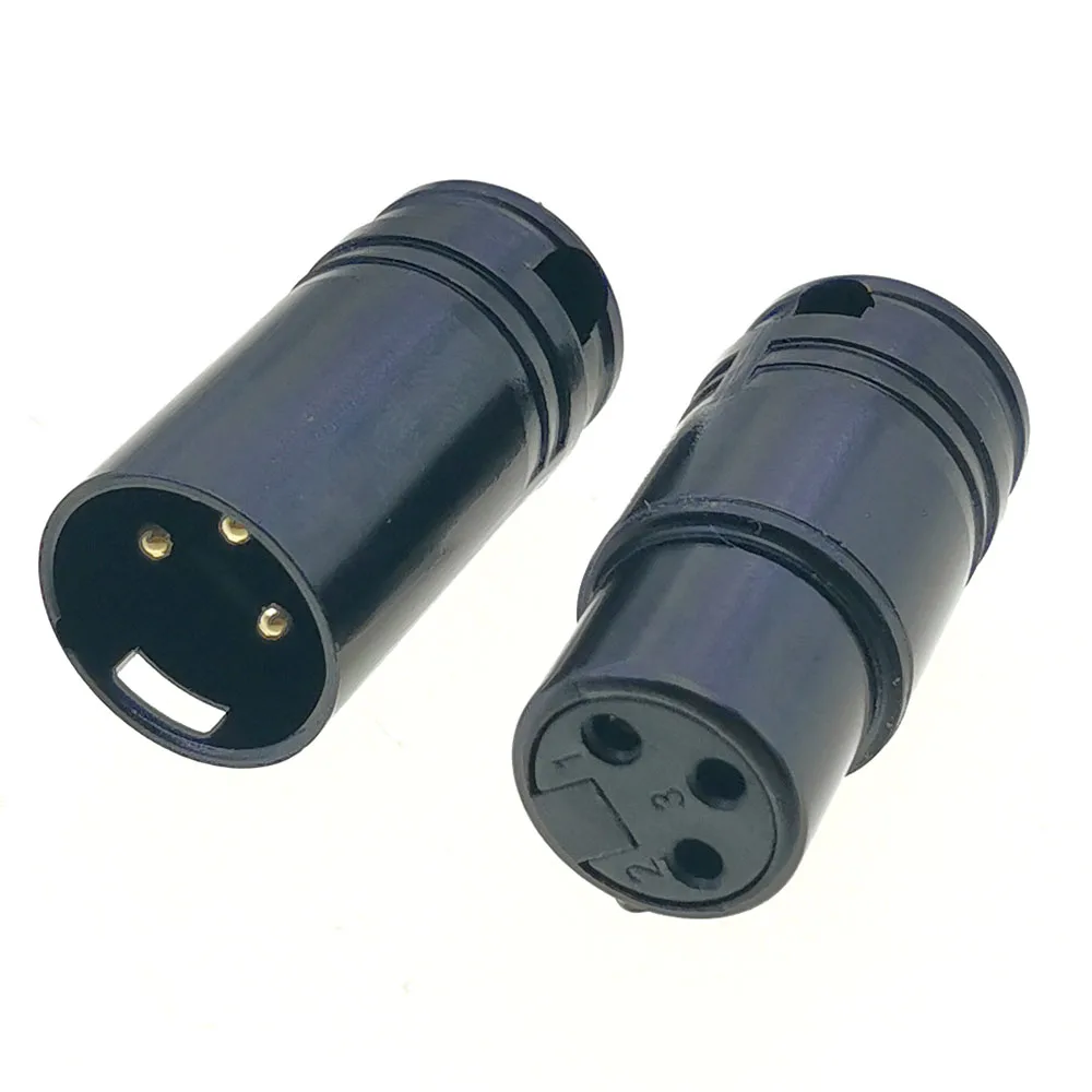1 Uds nueva carcasa negra de alta calidad pin dorado profesional 3 pines ángulo recto XLR conector de clavija de Audio macho y hembra - imagen 5