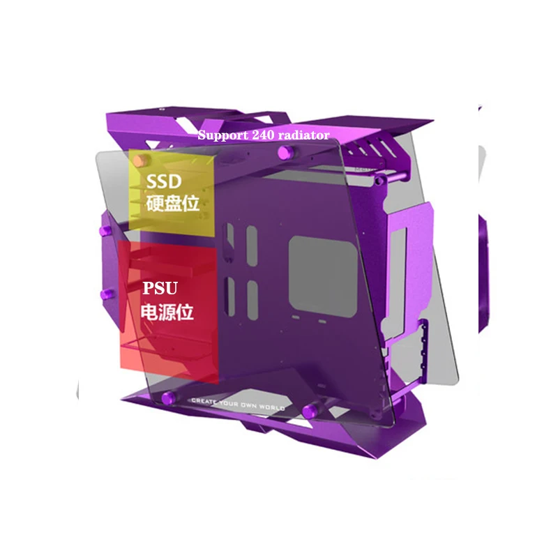 Zeaginal-carcasa ATX de aluminio para ordenador de escritorio, carcasa para juegos, refrigeración por agua, ZC-22 - imagen 4