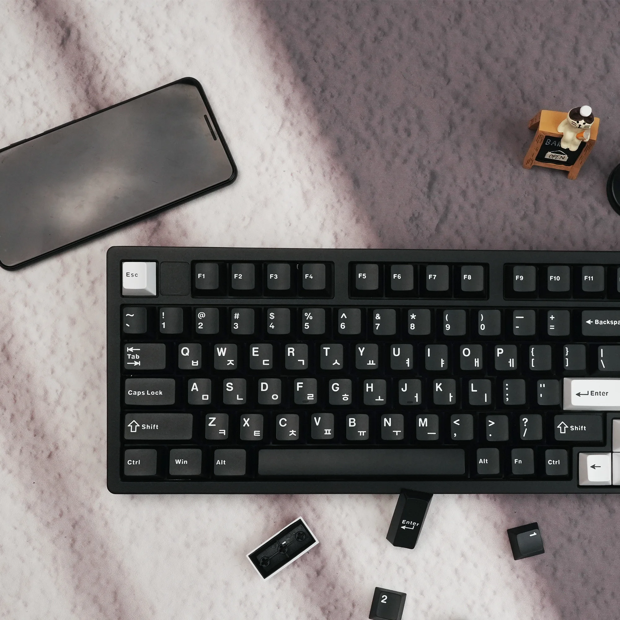Teclas XVX negras con perfil de cereza, teclas PBT de doble disparo, teclas coreanas para teclado mecánico para juegos, 133 teclas - imagen 5