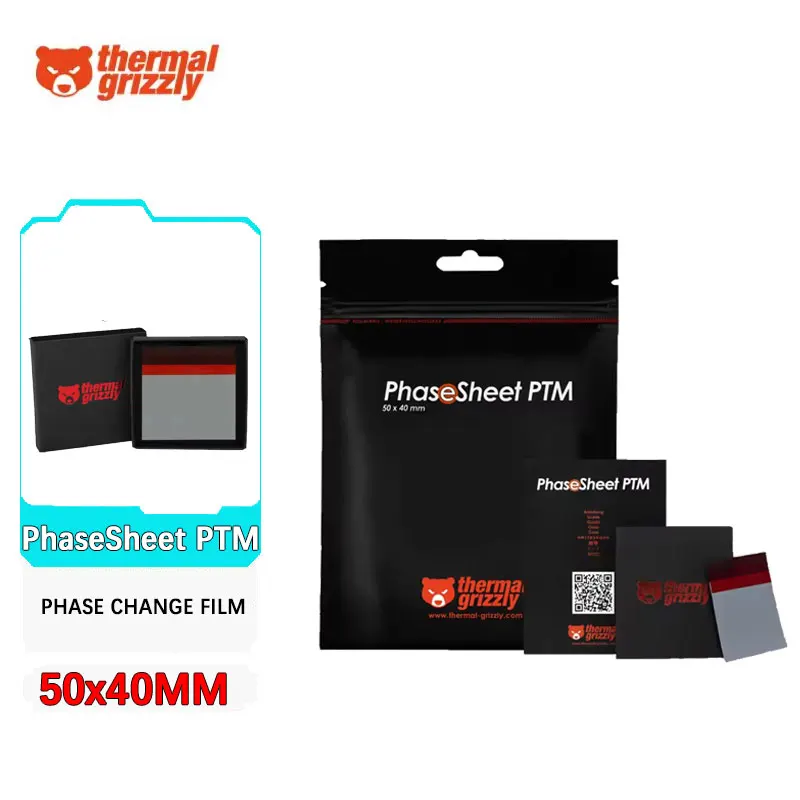Hoja térmica Grizzly PhaseSheet PTM hoja de grasa de silicona de cambio de fase hoja de almohadilla de enfriamiento portátil CPU GPU almohadilla de grasa de silicona 50x40MM