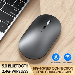 Ratón inalámbrico Bluetooth 2.4G USB con modos duales, 3 niveles de DPI ajustables, seguimiento preciso, clic silencioso, carga tipo C, batería incorporada, diseño ergonómico, rodillo de aleación de aluminio X2 para ju