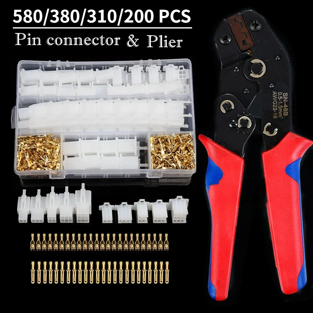 200/310/380/580 Uds. Alicates de conector de cable de 2,8mm 2/3/4/6/9P Kit surtido de terminales eléctricos macho hembra para coche motocicleta automotriz