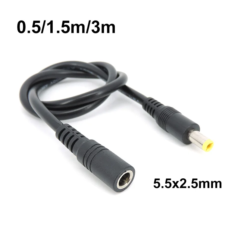 Conector de extensión de fuente de alimentación DC macho a hembra, Cable de enchufe, adaptador de Cable para cámara de tira led, 5,5x2,1, 2,5mm, 12v, 18awg h - imagen 3