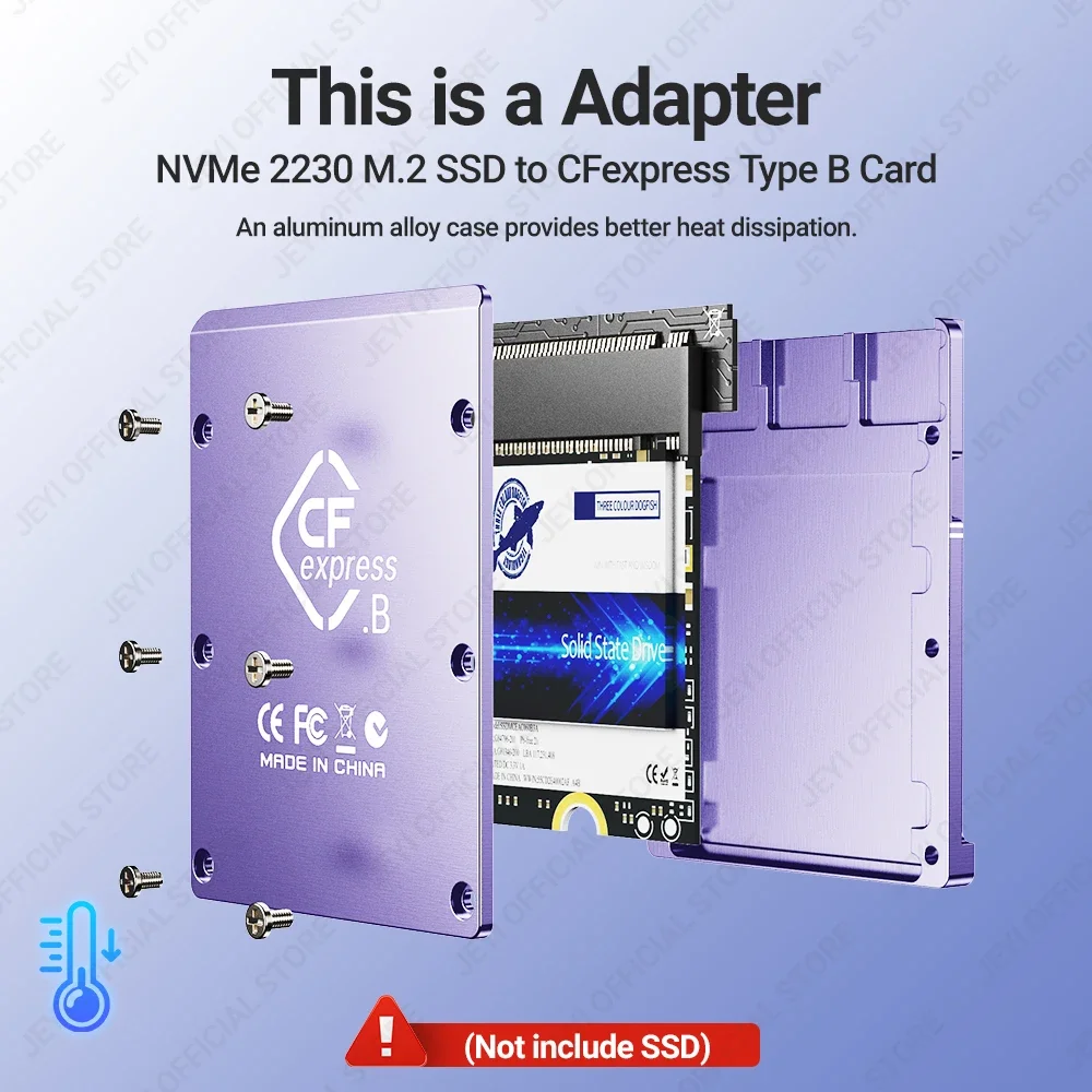 JEYI-Adaptador de memoria de expansión cf-express tipo B a 2230 NVMe M.2 SSD, PCIe 4,0, tarjeta CFexpress para CANON NIKON Z6/Z7/Z9/R3/R5 - imagen 2