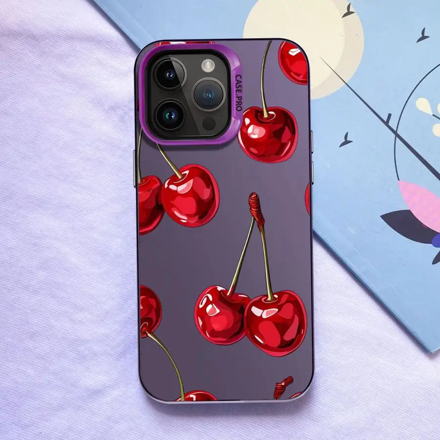 Hermoso patrón de cereza funda trasera de teléfono para iPhone 14 13 16 17 Pro Max 12 XR 16e 17Air XS 15 Plus 11 - imagen 5