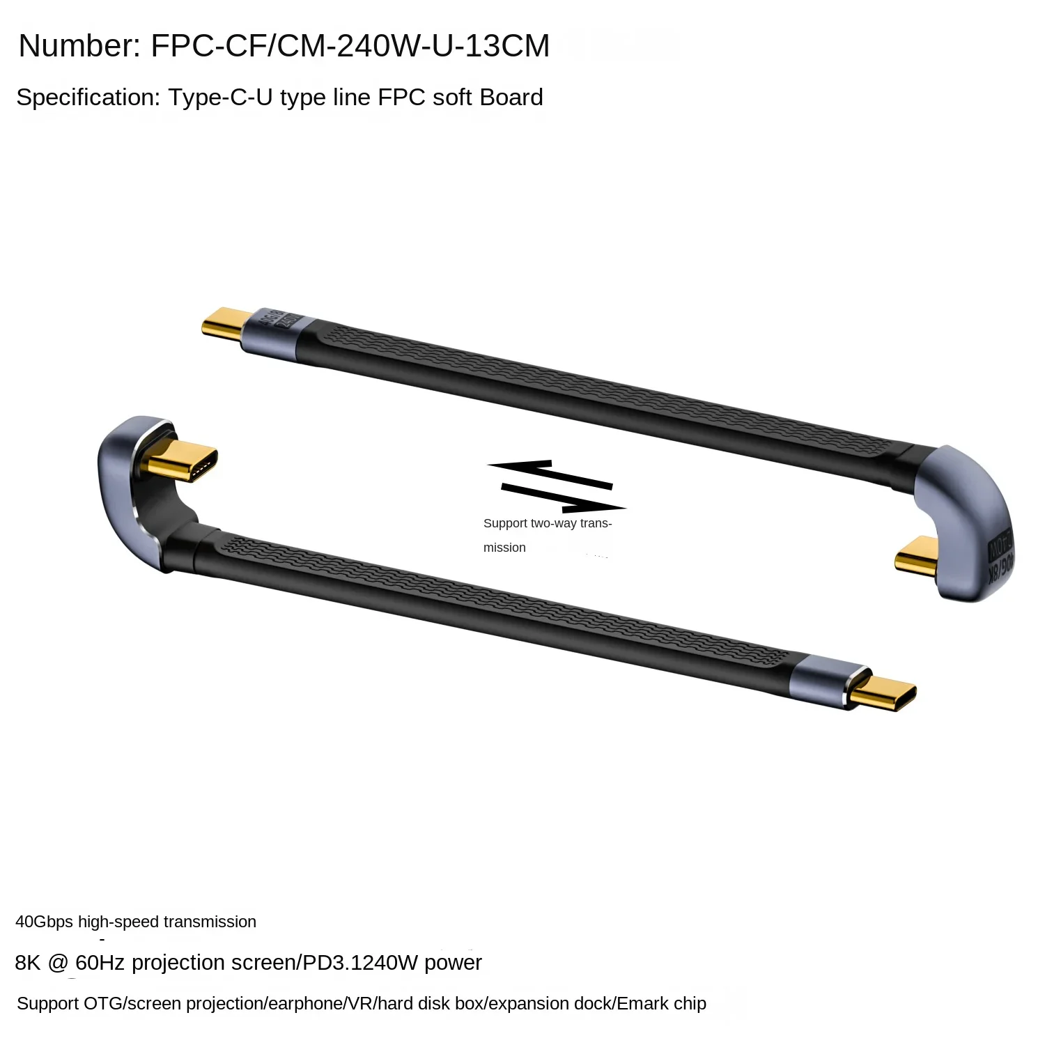 Cable USB C a USB tipo C de 40Gbps para MacBook Pro carga rápida USB 4,0 Gen3 240W PD carga rápida para Cable de carga Samsung Xiaomi - imagen 5