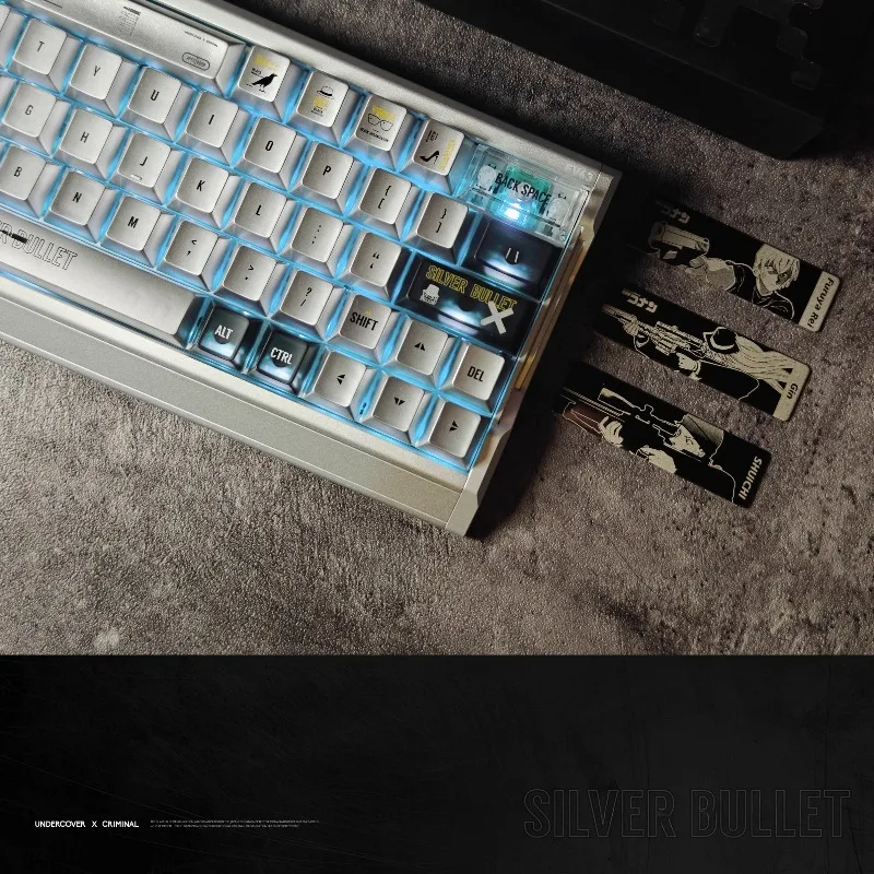 Juego de teclas con tema de bala plateada, teclas de teclado personalizadas con perfil de cereza translúcido antiniebla para PC, accesorios para teclado mecánico - imagen 3