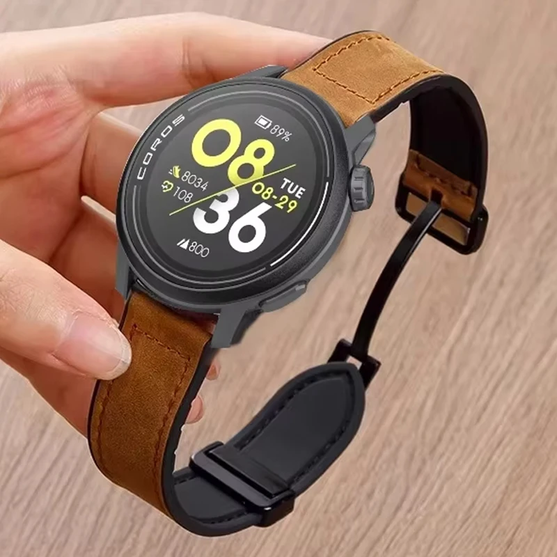 Correa de silicona de cuero de 20 a 22mm para pulsera magnética COROS PACE 3/2 para Coros Pace APEX 4 42mm 2Pro APEX 46mm accesorios de banda