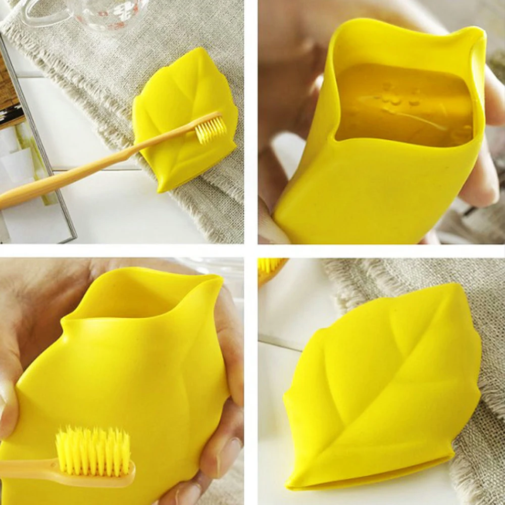 JCD-taza de agua portátil de silicona para viaje, vaso de lavado al aire libre con forma de hoja de arce personalizada, soporte para cepillo de dientes, tapa de boca, 1 piezas - imagen 2