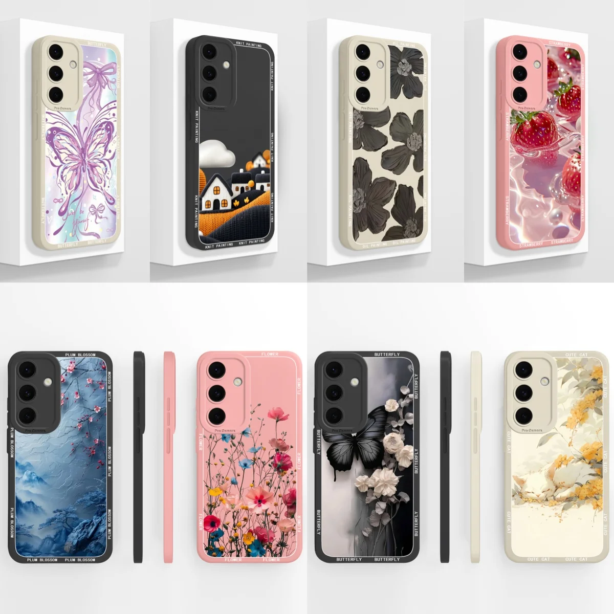 Para Samsung Galaxy S25 FE Plus Ultra Edge Funda trasera de fresa para Samsung S 25 Funda Protector de teléfono de silicona líquida suave