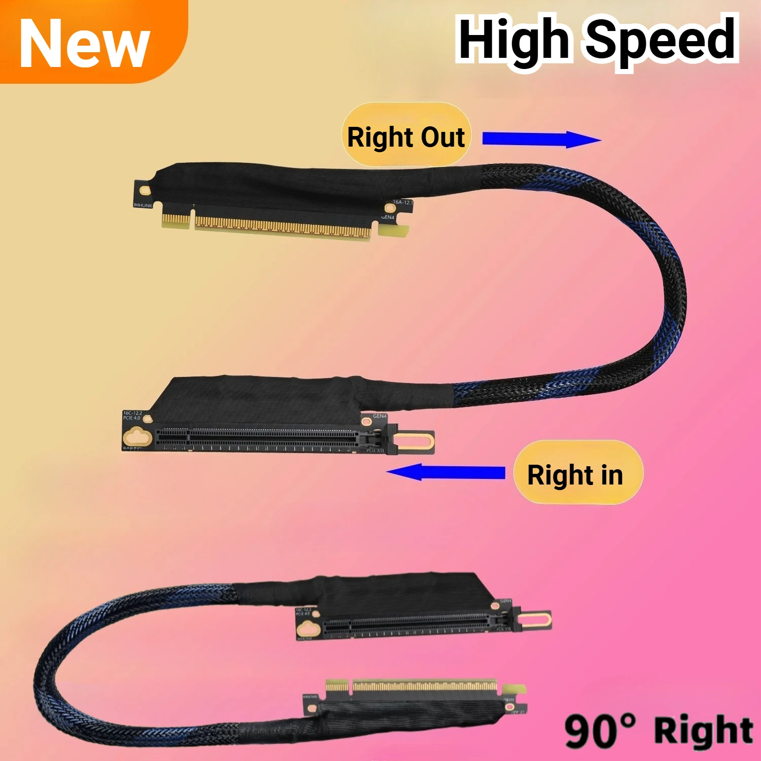 PCI Express 4,0 X16 tarjetas gráficas externas Cable elevador Vertical GEN4 para servidor AI Cable de ordenador Gpus AI múltiple chapado en plata - imagen 3