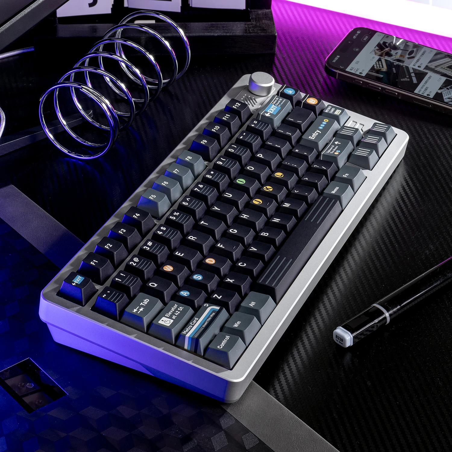 Teclas con tema de subterráneos de Nueva York, sublimación de tinte, perfil de cereza, juegos de teclas PBT, teclas negras personalizadas para teclado mecánico MX - imagen 4