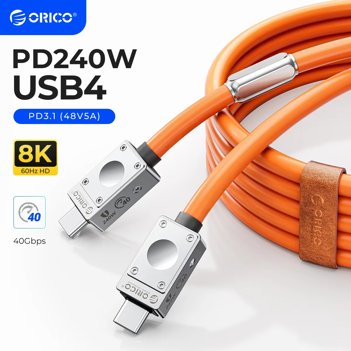 ORICO Cable USB4 240W USB-C Silicona Carga Rápida PD 8K Thunderbolt 3 - imagen 2
