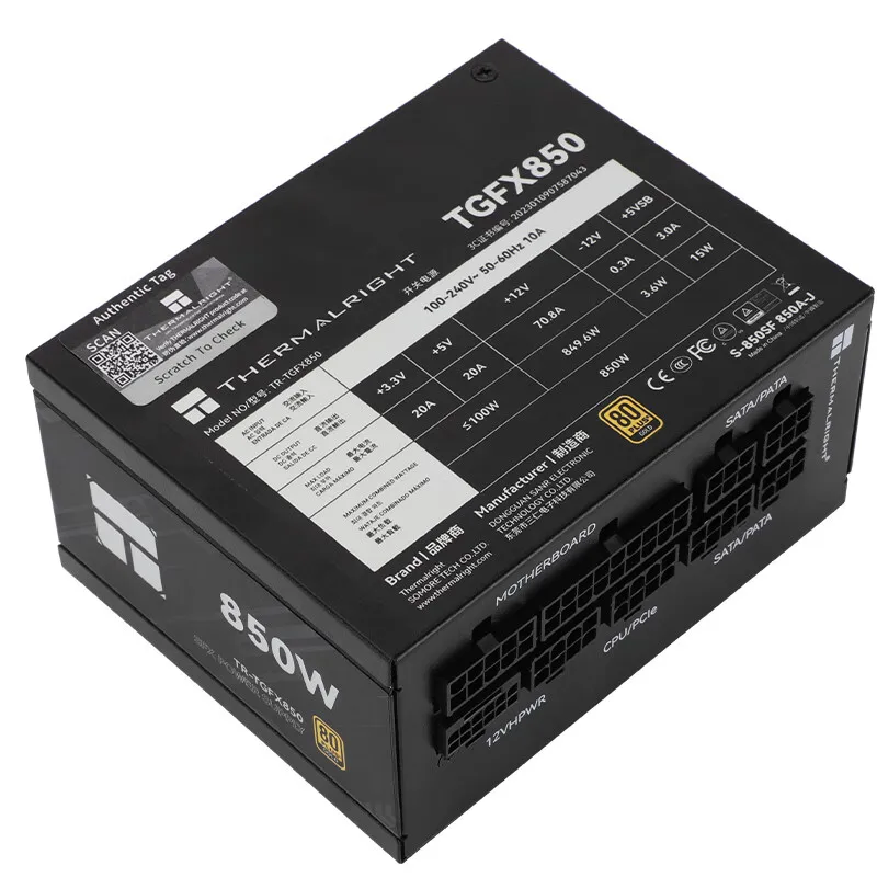 Fuente de alimentación de caja de computadora Thermalright TR-TGFX850, módulo completo de medalla de oro SFX, compatible con ATX3.0 /pcie5.0 (850 /750W) - imagen 3