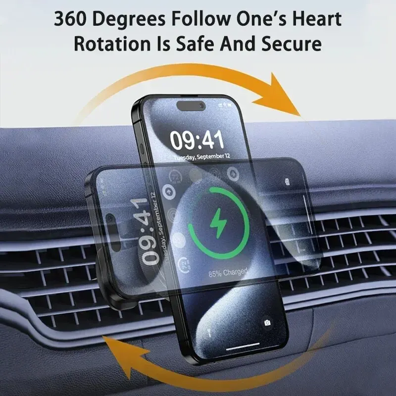 Cargador de coche inalámbrico magnético 2 en 1 para iPhone 15, 14, 13, 12 Pro Max Apple Watch 8, 7, soporte para teléfono Macsafe, soporte para coche, carga rápida - imagen 2