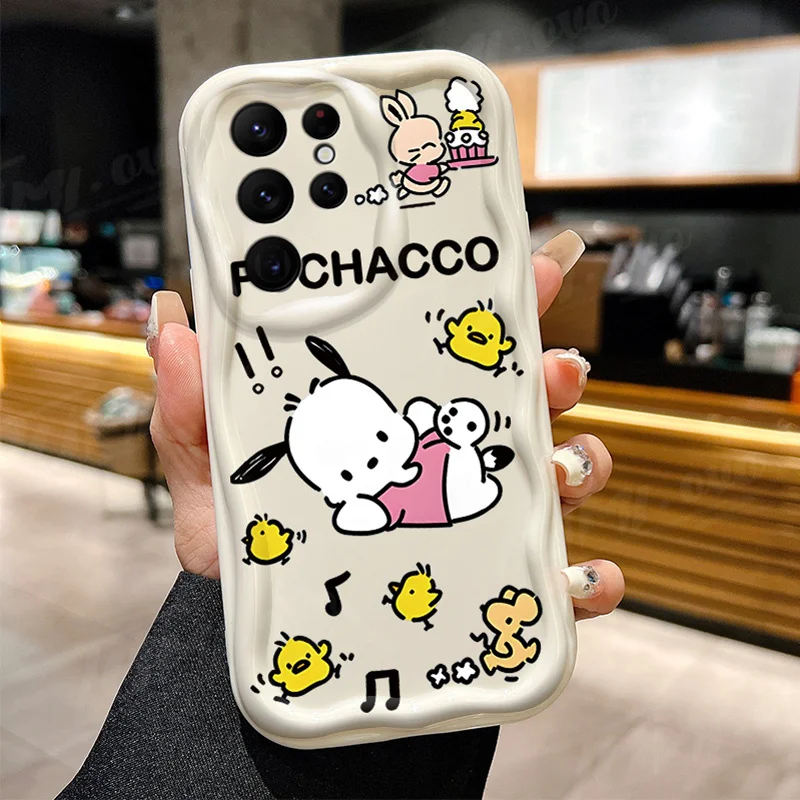 Funda bonita con ondas 3D de Hamburgo Pochacco para Samsung Galaxy S24 Ultra S23 S22 Plus S21 S20 FE A25 A55 A35 5g, funda de silicona a prueba de golpes - imagen 3