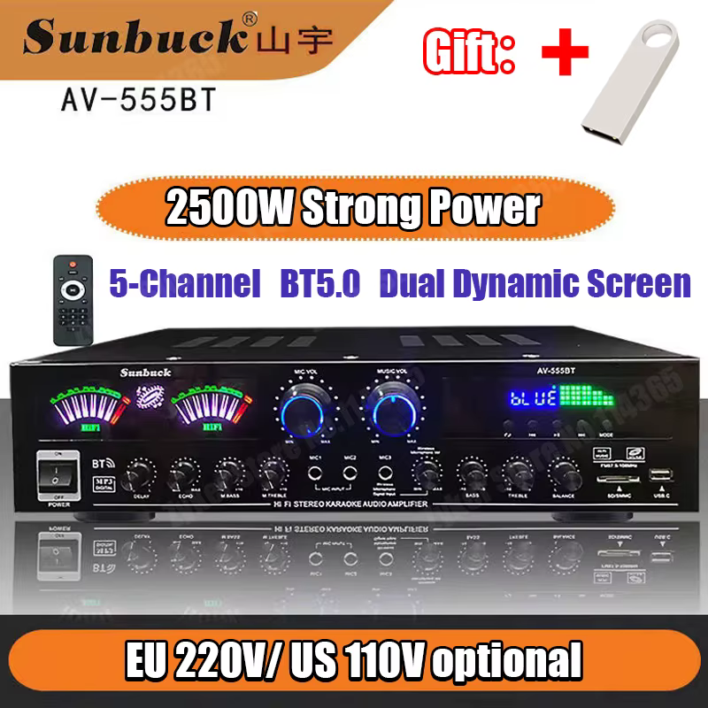 Amplificador HiFi Bluetooth 2500W Estéreo – Cine Casa y Karaoke - imagen 2