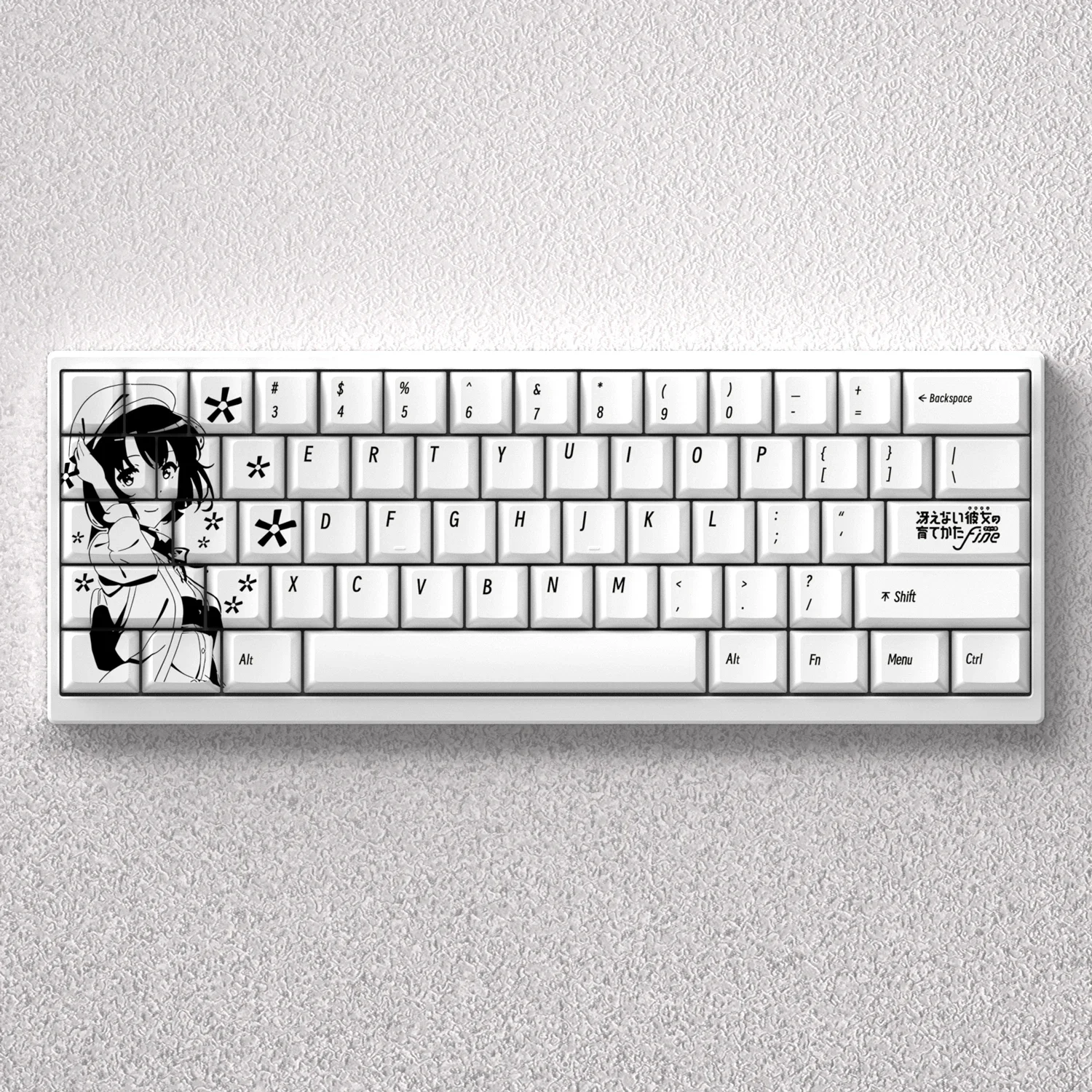 Teclas de 73 teclas Katou Megumi Anime PBT sublimación de tinte cereza para teclado mecánico de diseño 60 65 68 Anne Pro 2 Akko Fun60 Pro