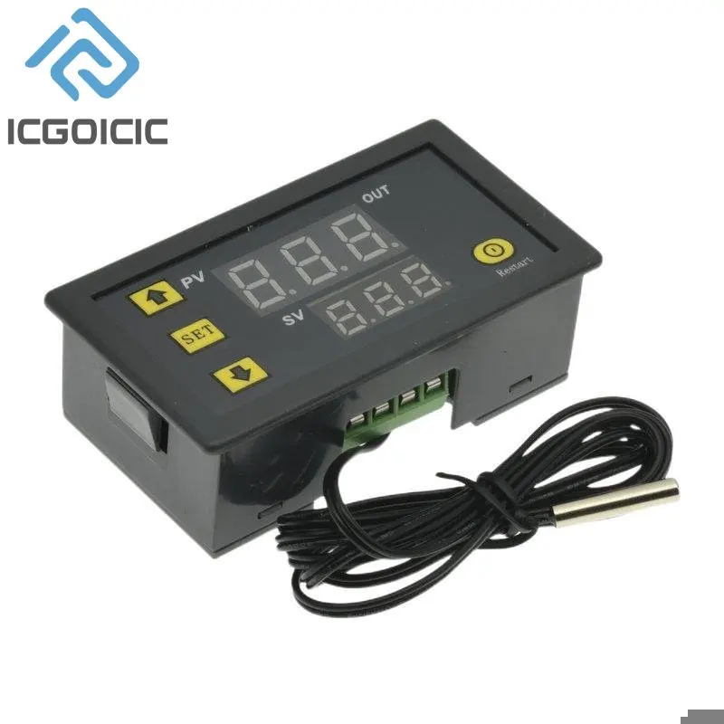 W3230 12V 24V AC110-220V línea de sonda 20A Control de temperatura Digital pantalla LED termostato con instrumento de Control de calor/refrigeración - imagen 3