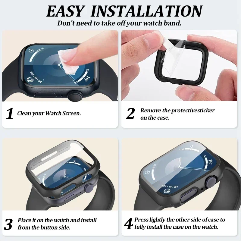 Vidrio + funda para Apple Watch 10 46mm 42mm 44mm 40mm 41mm 38MM 45mm Protector de pantalla cubierta protectora Apple Watch 8 7 9 6 SE 5 4 3 - imagen 5