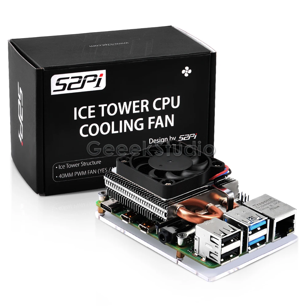 Nuevo Raspberry Pi 4B ventilador de refrigeración de torre de hielo ultrafino para ventilador de CPU RPI 4 modelo B