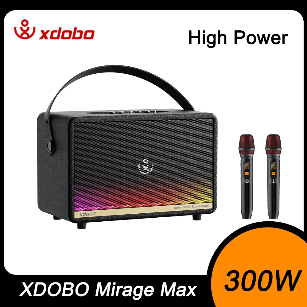 XDOBO Mirage Max 300W Altavoz Bluetooth inalámbrico de alta potencia caja de sonido de Karaoke en casa modo TWS RGB conmutación estéreo bajo Subwoofer