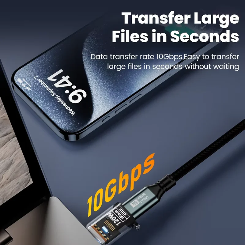 Adaptador OTG USB 3,2 a tipo C de 10Gbps, convertidor USB C de carga rápida de 120W OTG para Xiaomi, Samsung, PC, tableta, Audio/transferencia de datos otg - imagen 5