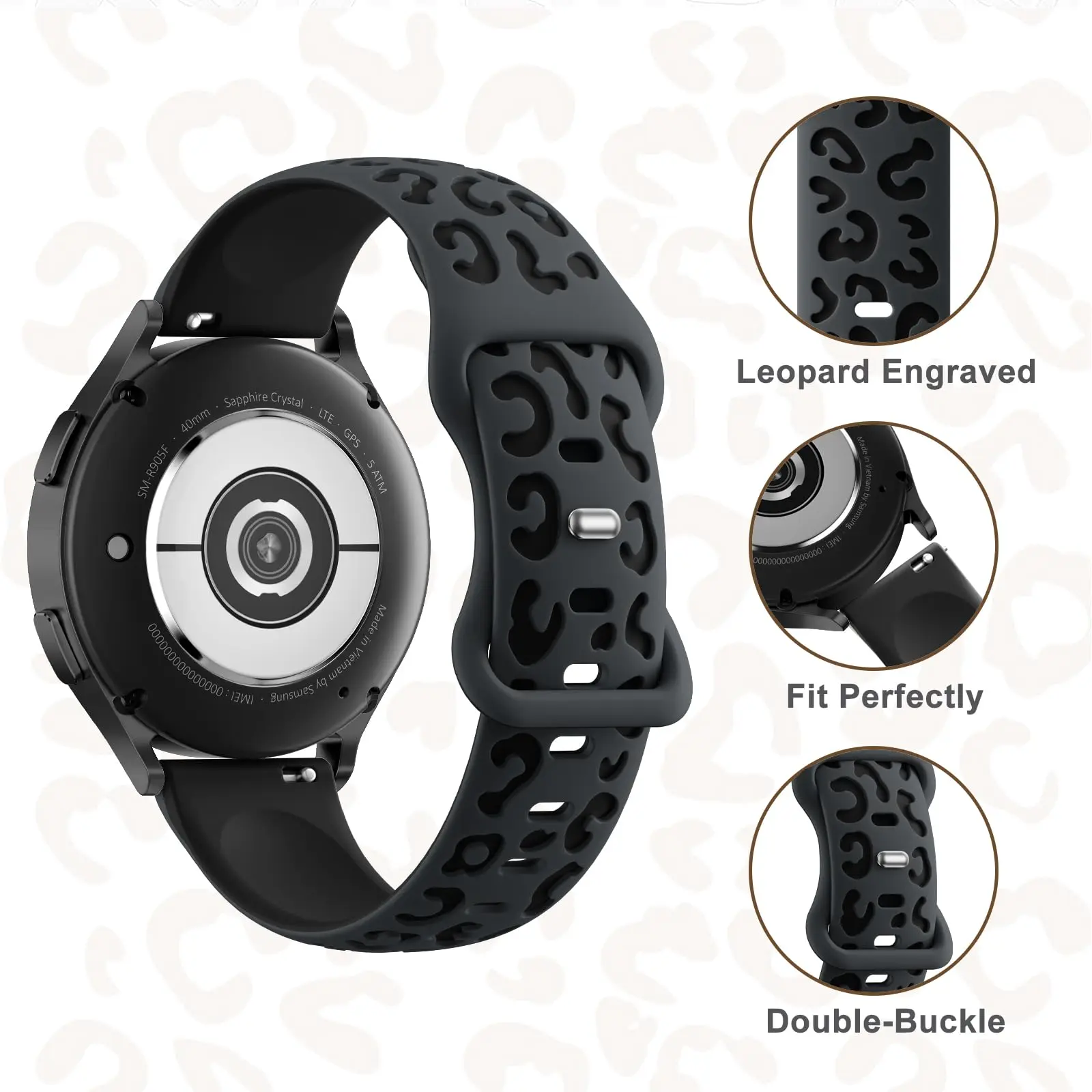 Correa grabada para Amazfit BIP 5 6 pulsera de repuesto 20mm correa de silicona de leopardo correa amazfit gts 3 4 mini Gtr 4 correas de reloj - imagen 2